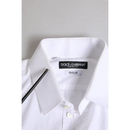 Dolce & Gabbana White Cotton GOLD Long Sleeves Dress Shirt Dolce & Gabbana
