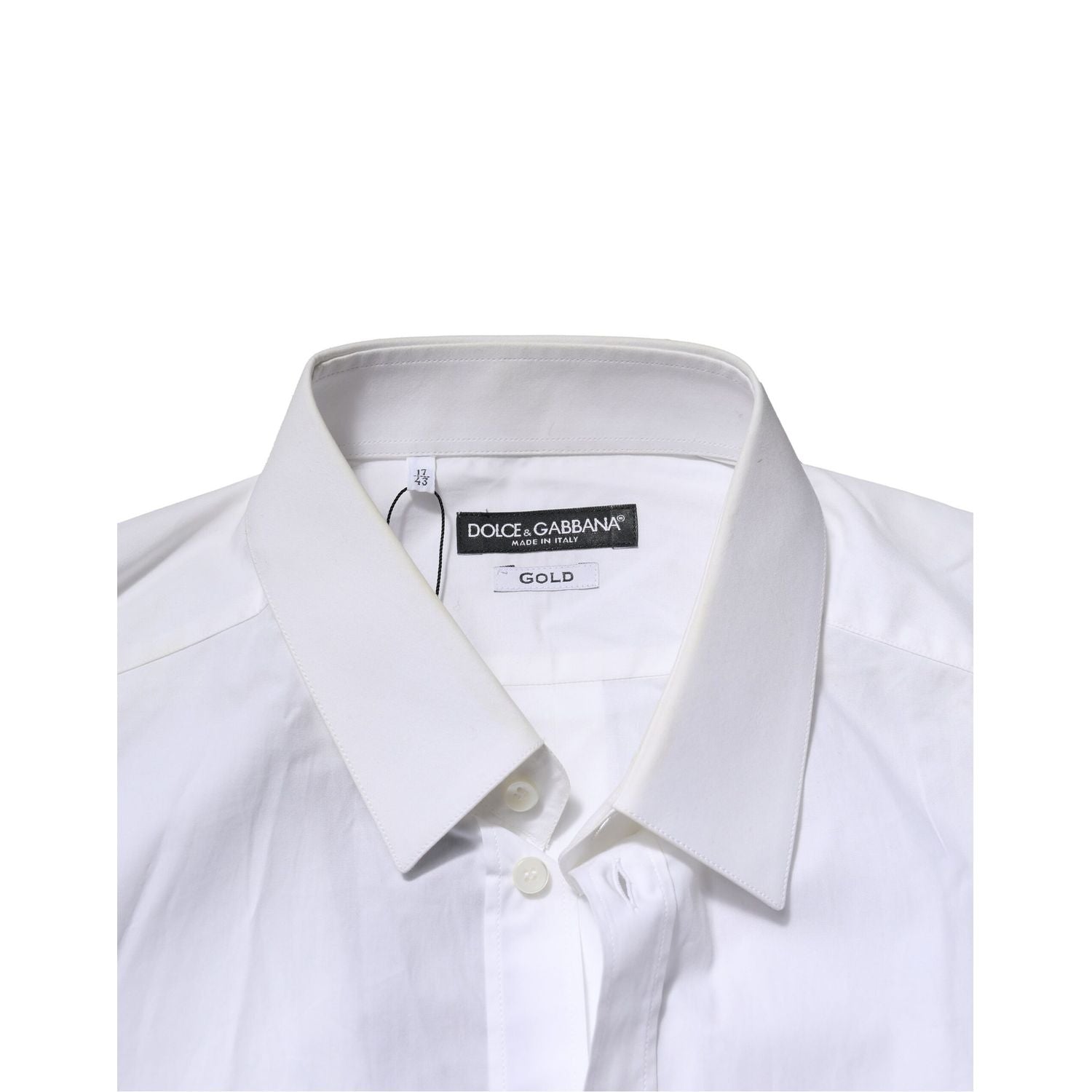 Dolce & Gabbana White Cotton GOLD Long Sleeves Dress Men Shirt