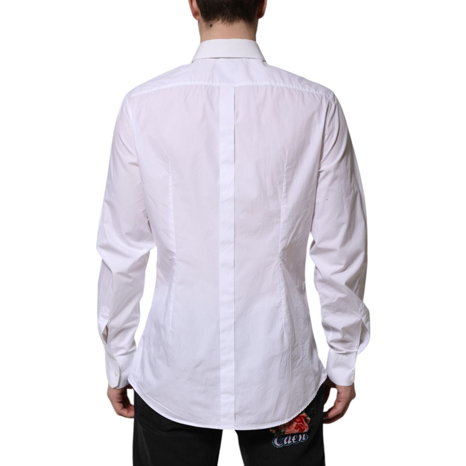 Dolce & Gabbana White Cotton GOLD Long Sleeves Dress Shirt