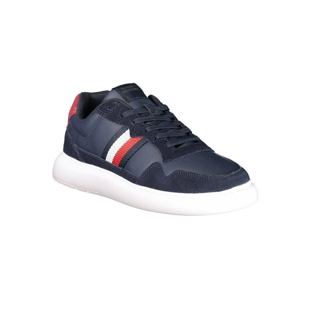 Tommy Hilfiger Blue Leather Men Sneaker showcasing style and brand logo
