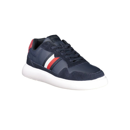 Tommy Hilfiger Blue Leather Men Sneaker showcasing style and brand logo
