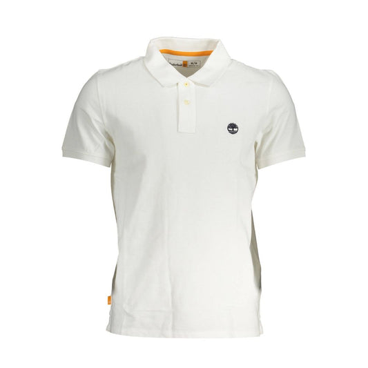Alt Tag: Timberland White Cotton Men Polo Shirt with two-button placket and embroidered logo, casual and semi-formal wear.