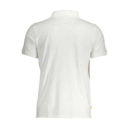 Rear view of Timberland White Cotton Men Polo Shirt with short sleeves and collar.