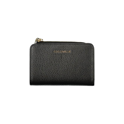Coccinelle Black Leather Women Wallet with zip closure and elegant design, featuring luxurious 100% leather and ample compartments.