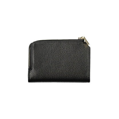 Coccinelle Black Leather Women Wallet - Elegant 100% leather wallet with zip closure, triple compartments, and coin purse.
