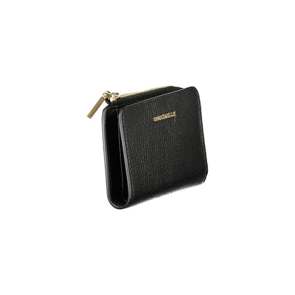 Coccinelle Black Leather Women Wallet with zip and multiple compartments, made of 100% leather, showcasing elegance and functionality.