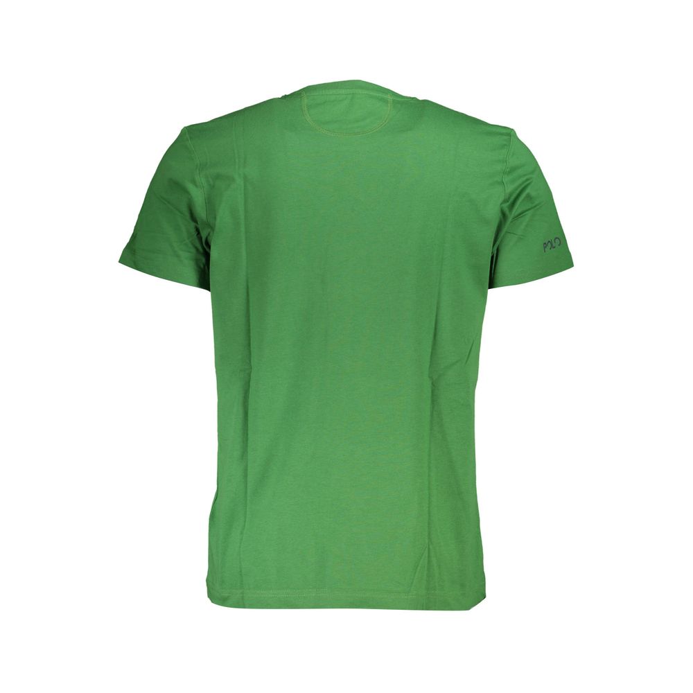 La Martina Green Cotton Men T-Shirt featuring short sleeves and crew neck, ideal for stylish and modern gentlemen.