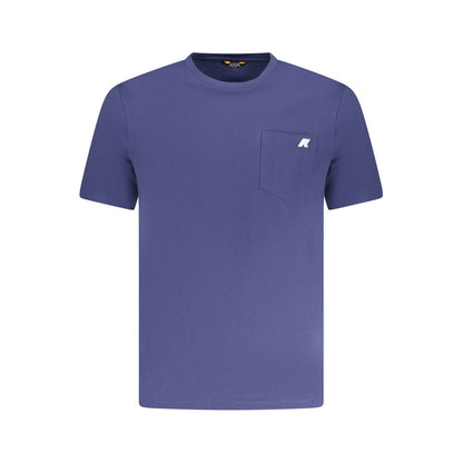 K-WAY Blue Cotton T-Shirt with short sleeves, crew neck, and logo on pocket