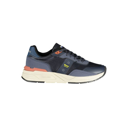 Blauer Blue Polyester Sneaker with laces and contrasting details, featuring logo application on the side.