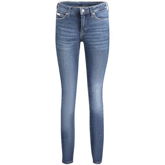 Calvin Klein Blue Cotton Women Jeans with chic washed effect and five-pocket design