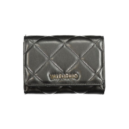 Mario Valentino Black Polyethylene Wallet with logo, 3 compartments, coin purse, double card spaces, contrasting details, and zip closure