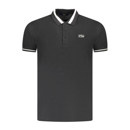 Cavalli Class Black Cotton Men Polo Shirt