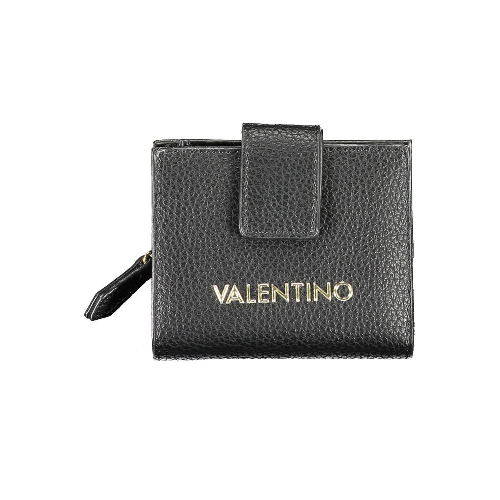 Mario Valentino Black Polyethylene Women Wallet with logo and zip coin purse.
