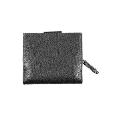 Mario Valentino Black Polyethylene Women Wallet with zip coin purse and luxurious logo detailing