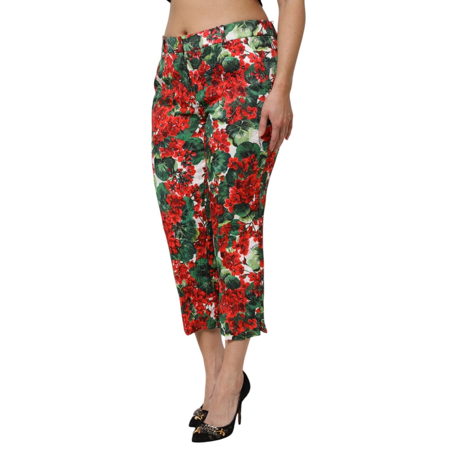 Dolce & Gabbana Multicolor Floral Print Cropped Pants