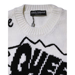 Dolce & Gabbana White Wool Knit Crew Neck Pullover Sweater THS87549-36