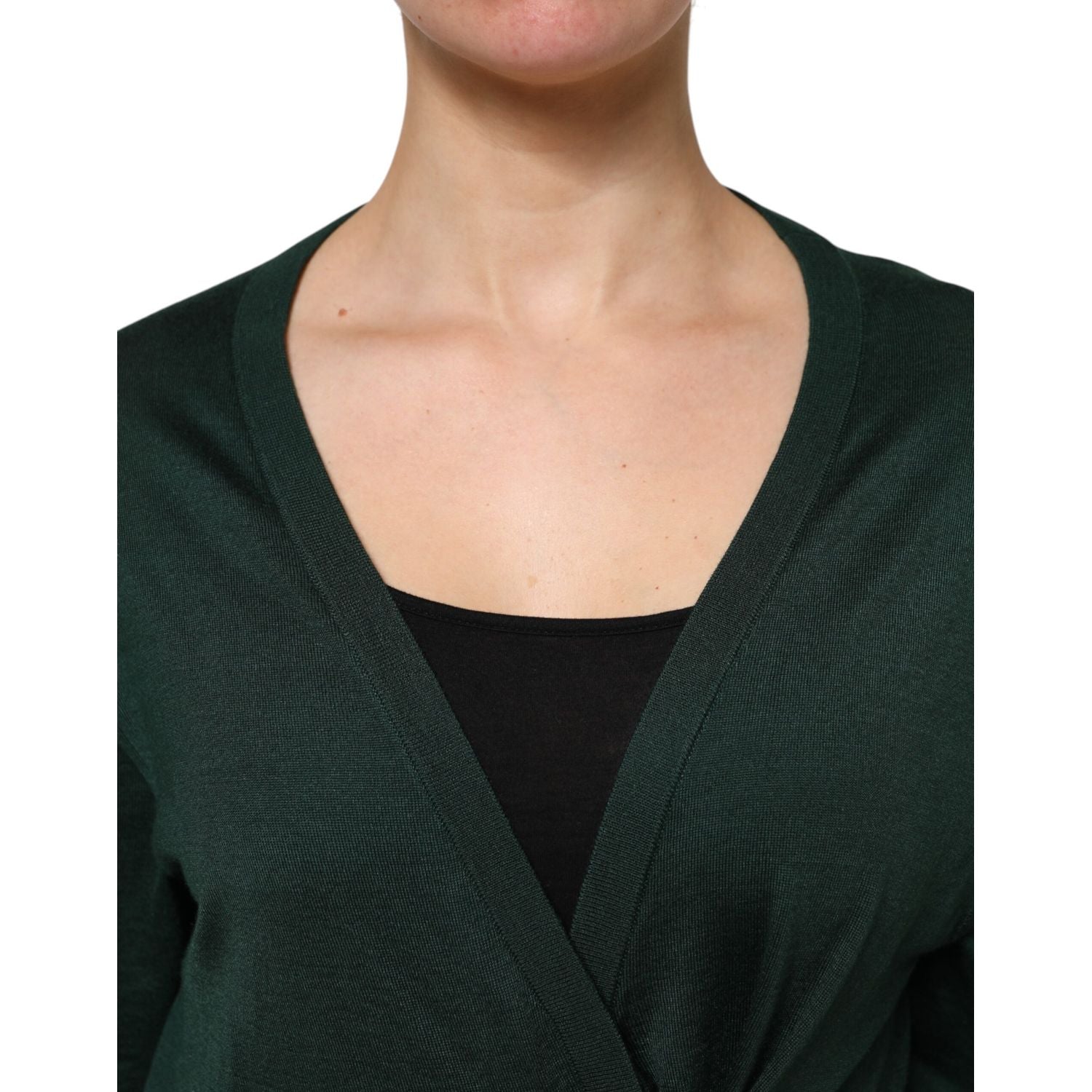 Dolce & Gabbana Dark Green Cashmere Silk Cardigan Sweater