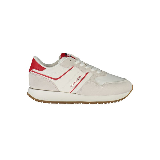 Tommy Hilfiger Red Leather Women Sneaker with iconic logo and stylish red accents, combining luxury and comfort for a standout look.