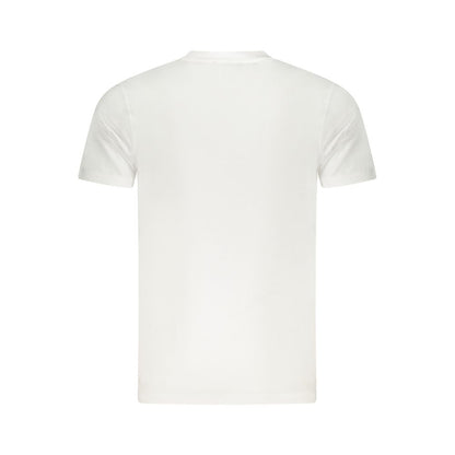 Back view of Cavalli Class White Cotton Men T-Shirt showcasing luxurious cotton fabric and bold style.