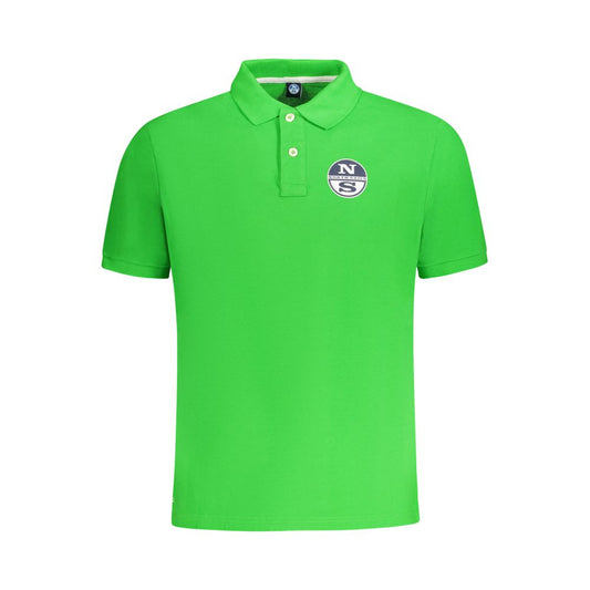 North Sails Green Cotton Men Polo Shirt with logo and two-button placket.