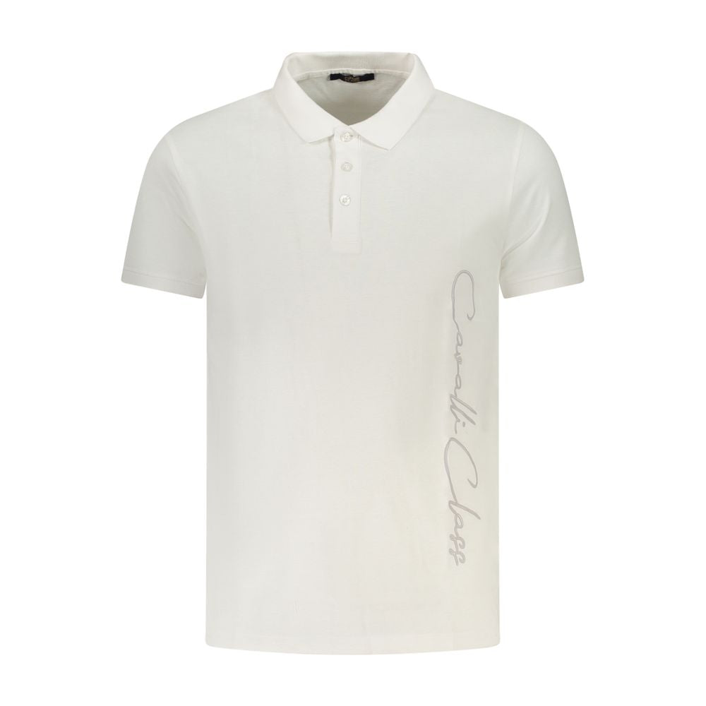 Cavalli Class White Cotton Polo Shirt