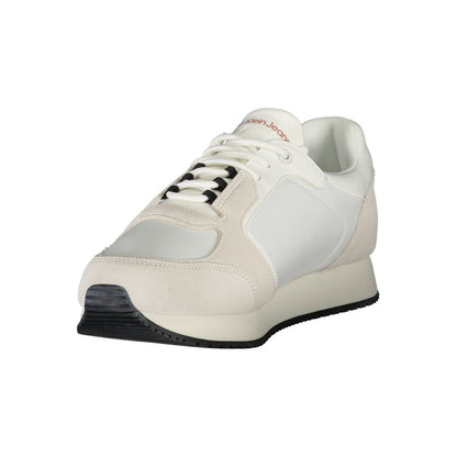 Calvin Klein White Leather Men Sneaker with recycled cotton and iconic CK logo for modern street style