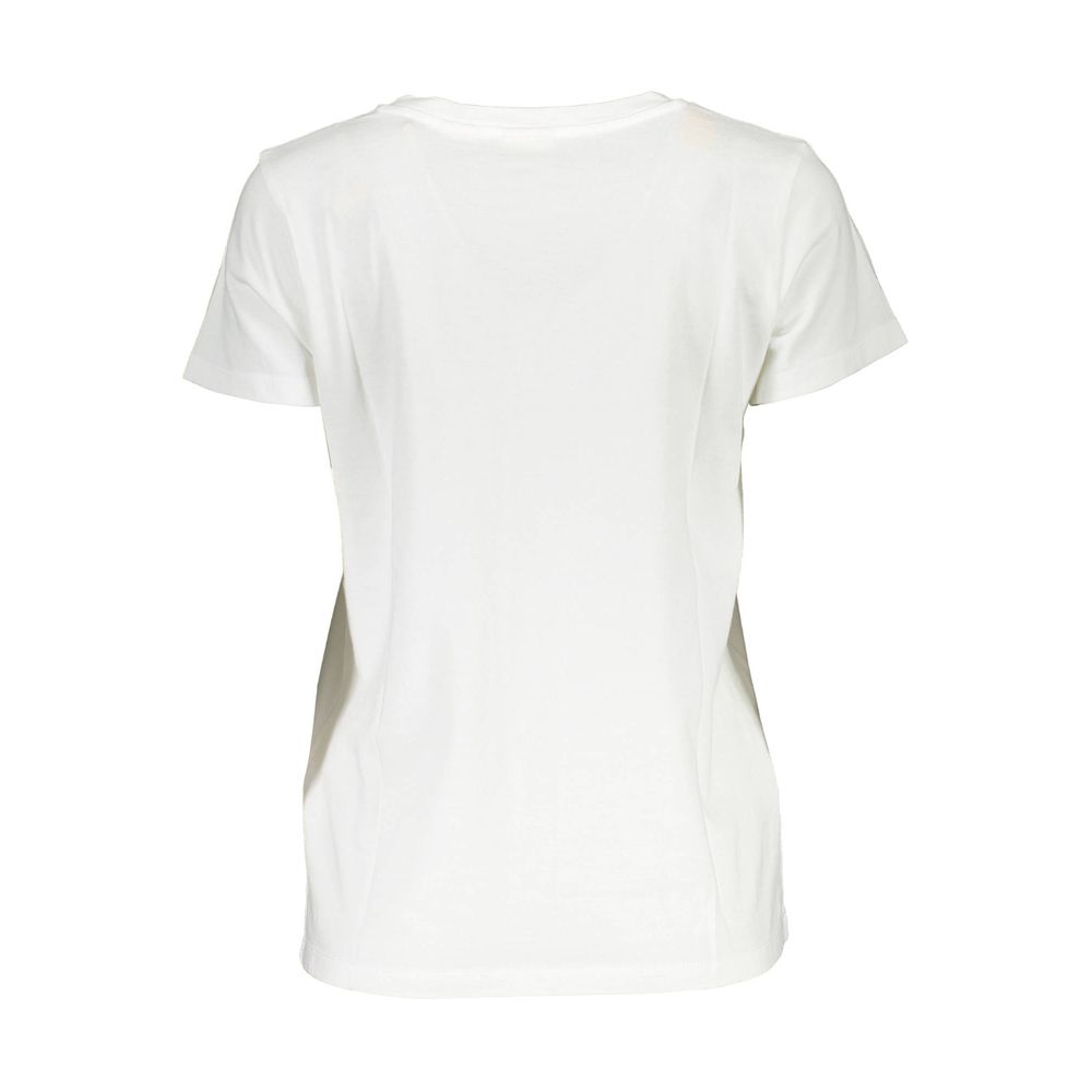 Back view of Levi's White Cotton Women T-Shirt showcasing comfortable fit and clean design