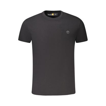 Timberland Black Cotton T-Shirt, short sleeve, slim fit, crew neck, logo embroidery