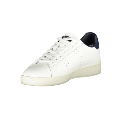 Blauer White Leather Men Sneaker with blue accents and removable insole, combining style and comfort for athletes.