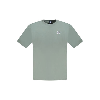 North Sails Green Cotton Men T-Shirt with logo, short sleeves and crew neck, perfect for a stylish and comfortable casual look.