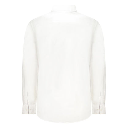 Calvin Klein White Cotton Men Shirt with button-down collar and 2-button cuffs, back view