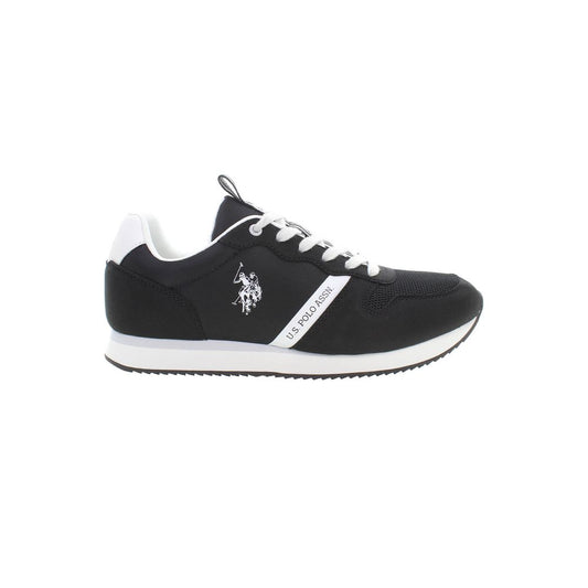 U.S. POLO ASSN. Black Polyester Men Sneaker with iconic logo, sleek design, and contrasting details for style-conscious individuals.