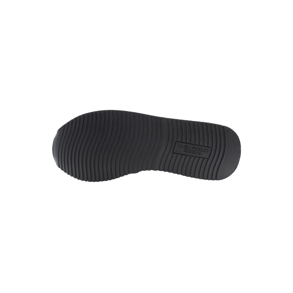 Sole view of U.S. POLO ASSN. Black Polyester Men Sneaker with ribbed tread pattern.