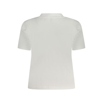 Back view of Calvin Klein White Cotton Women T-Shirt showcasing classic crew neck design.