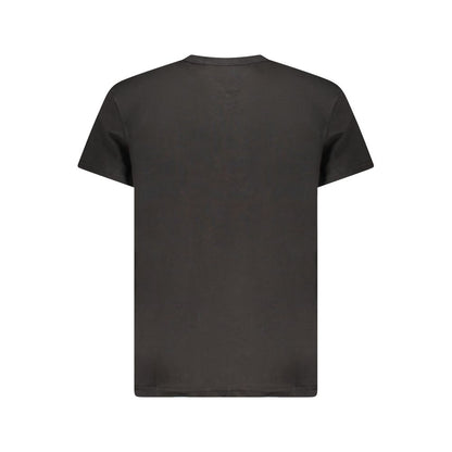 Tommy Hilfiger Black Cotton Men T-Shirt with classic crew neck design and iconic logo, eco-friendly material, perfect for modern style-conscious men.