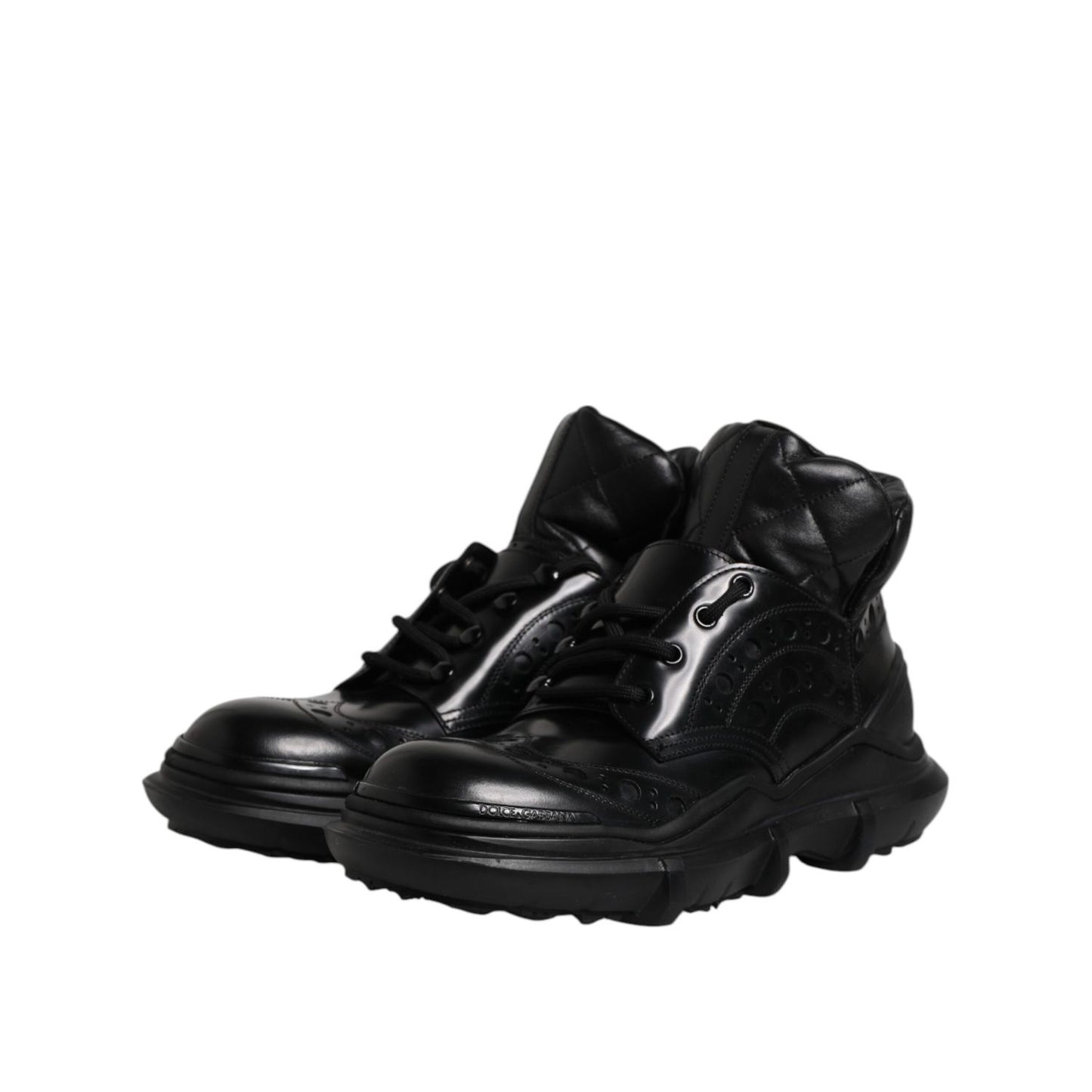 Dolce & Gabbana Black Leather Casual Mens Ankle Boots Shoes