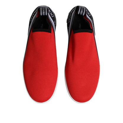 Dolce & Gabbana Red Logo Low Top Slip On Men Sneakers Shoes Dolce & Gabbana