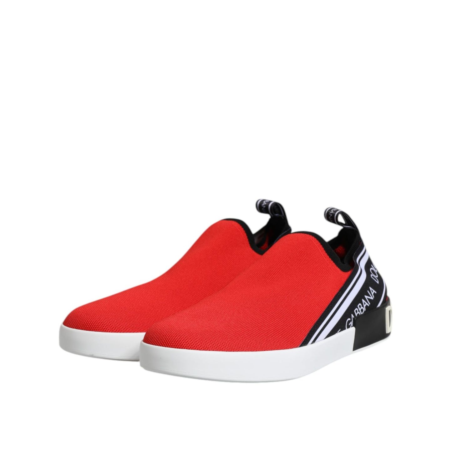 Dolce & Gabbana Red Logo Low Top Slip On Men Sneakers Shoes Dolce & Gabbana