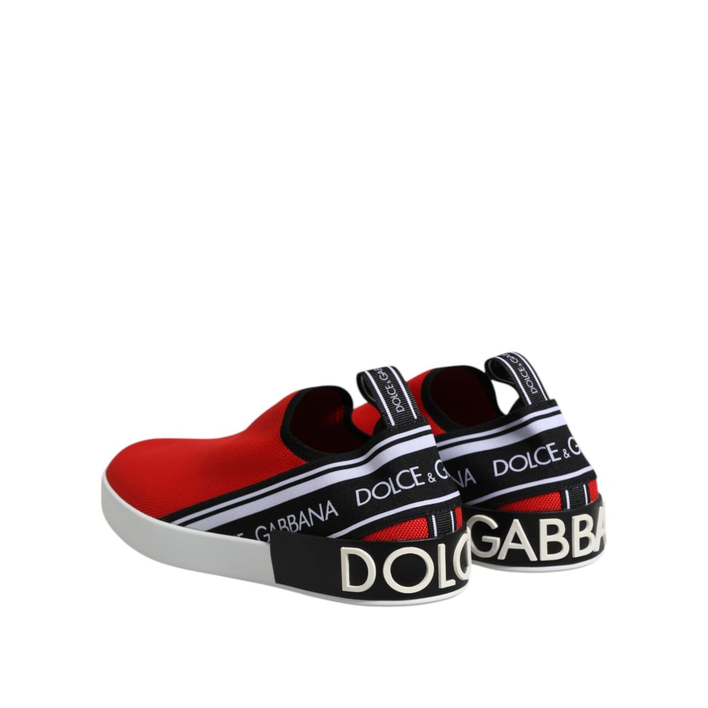 Dolce & Gabbana Red Logo Low Top Slip On Men Sneakers Shoes Dolce & Gabbana