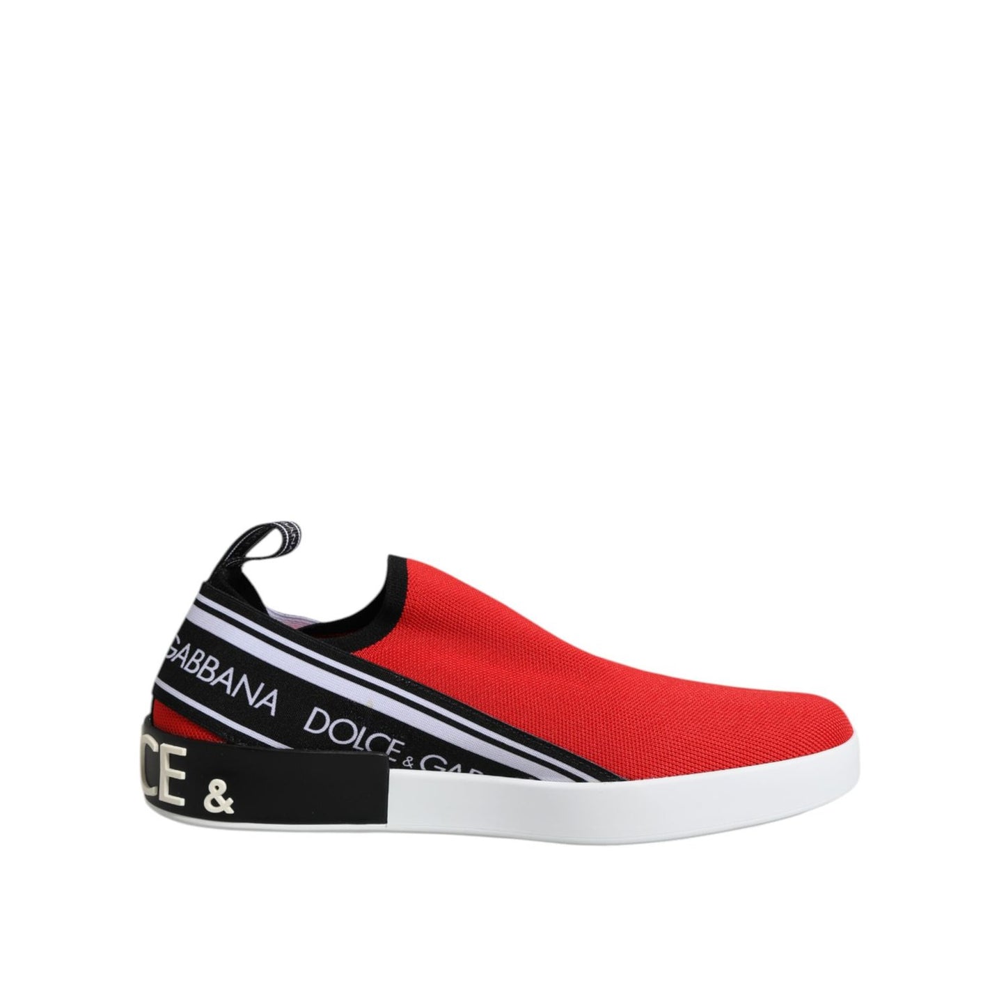 Dolce & Gabbana Red Logo Low Top Slip On Men Sneakers Shoes Dolce & Gabbana