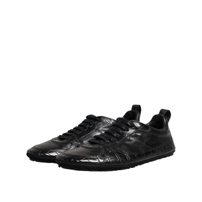 Dolce & Gabbana Black Exotic Leather Low Top Sneakers Shoes