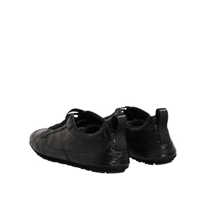 Dolce & Gabbana Black Exotic Leather Low Top Sneakers Shoes