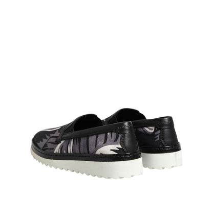 Dolce & Gabbana Black Tropical Slip On Men Sneakers Shoes