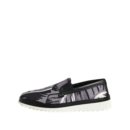 Dolce & Gabbana Black Tropical Slip On Men Sneakers Shoes