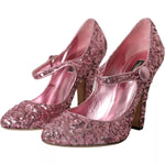 Dolce & Gabbana Pink Sequin Mary Jane Pumps High Heels Shoes LA10741-39