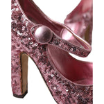 Dolce & Gabbana Pink Sequin Mary Jane Pumps High Heels Shoes LA10741-39