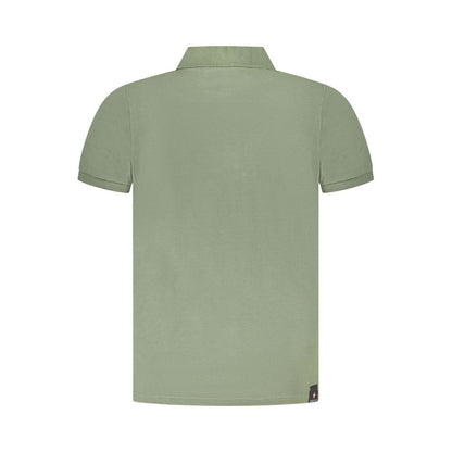 Back view of Accademia Militare Green Cotton Polo Shirt with short sleeves and three buttons.
