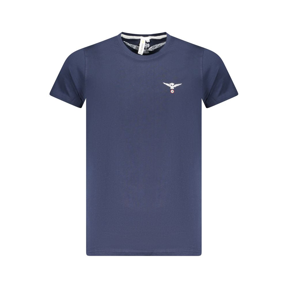 Accademia Militare Blue Cotton T-Shirt with eagle logo, short sleeves, and crew neck design.