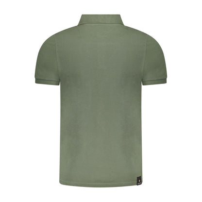 Back view of Accademia Militare Green Cotton Polo Shirt with short sleeves and logo print.