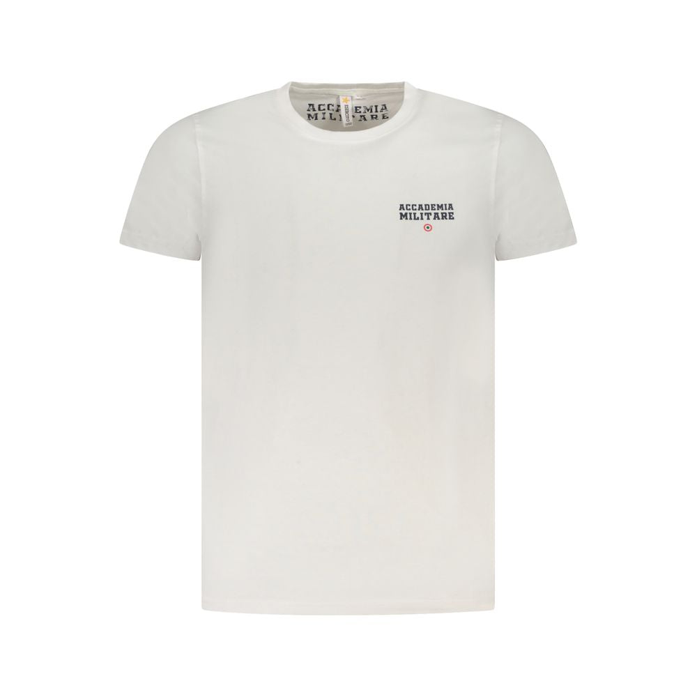 Accademia Militare White Cotton T-Shirt with short sleeves, small academy logo, and crew neck.